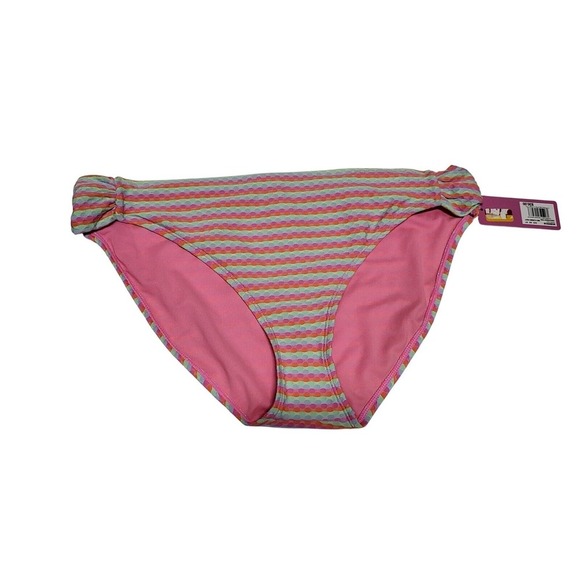 Two Ninety-Nine Bikini Bottoms Striped Ruched Low Rise Swimwear Pink XXL - Picture 5 of 11